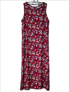 Bobbie Brooks Sleevkess Tank Maxi Dress with Blue , White And Green Accents